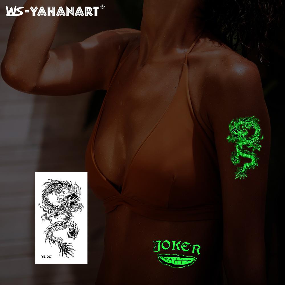 Luminous Love Dragon Tiger Tattoo Music Festival Bar Party Tattoo Sticker Luminous Waterproof Face Sticker