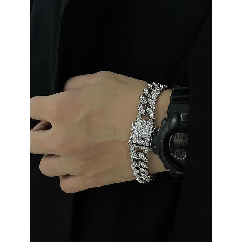 G-Overshare Fashion Street Rap Shining Full Diamond Cuban Necklace Ins Men & Women Trendy Hip Hop Clavicle Chain