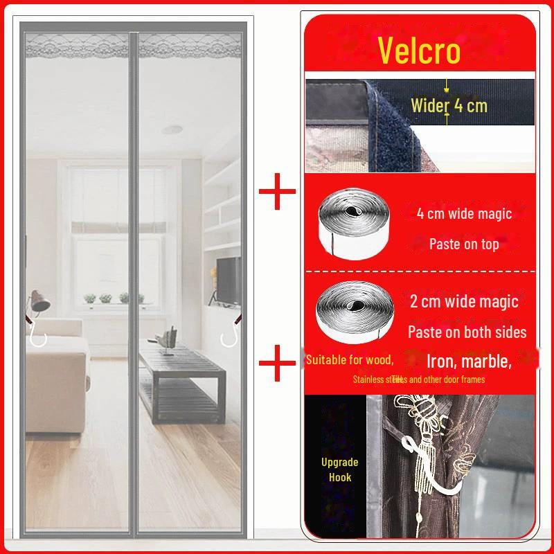 

Магнитная самоклеящаяся противомоскитная штора на дверь - утолщенная, без перфорации, черная 90x205cm