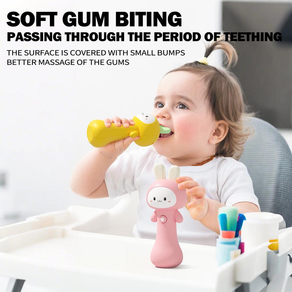 Music Hand Cranked Bell Can Gnaw On Sand Hammer, Infant And Toddler Coaxing Early Education Multifunctional Soothing Sound And Light Toy