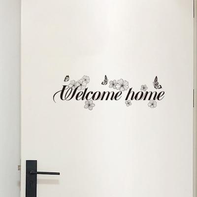 Welcome Home Slogan Schmetterling Wandaufkleber Nordische Holztür Selbstklebend Wohnzimmer Willkommen Sprache Türaufkleber