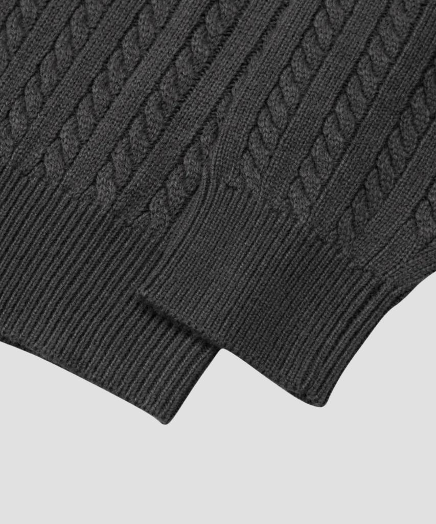 AGOD Crew Neck Oversized Cable Sweater Knit [Charcoal]