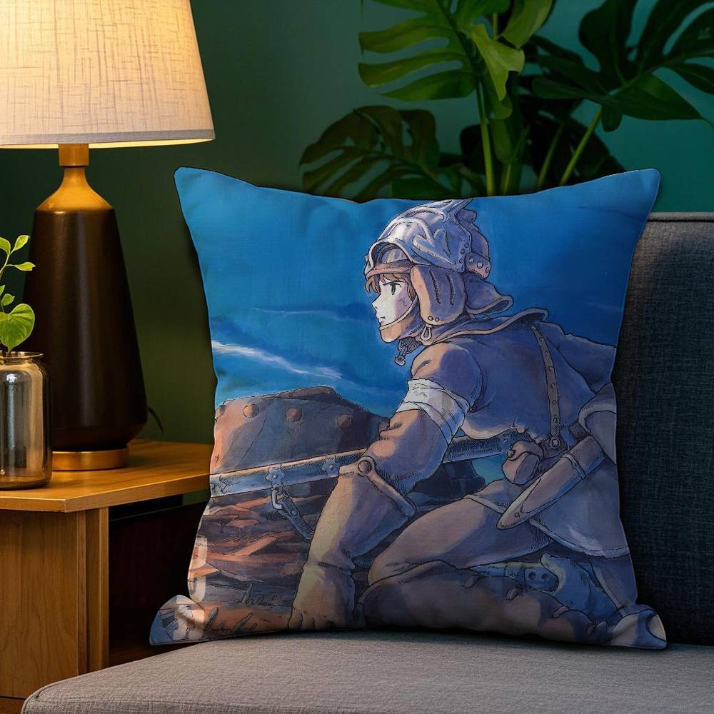 Anime V-Valley of the W-Wind Cartoon Pillow Case Anti-dustmite Pillowcase Invisible Zipper Silky Short Plush Sofa Cushion Cover