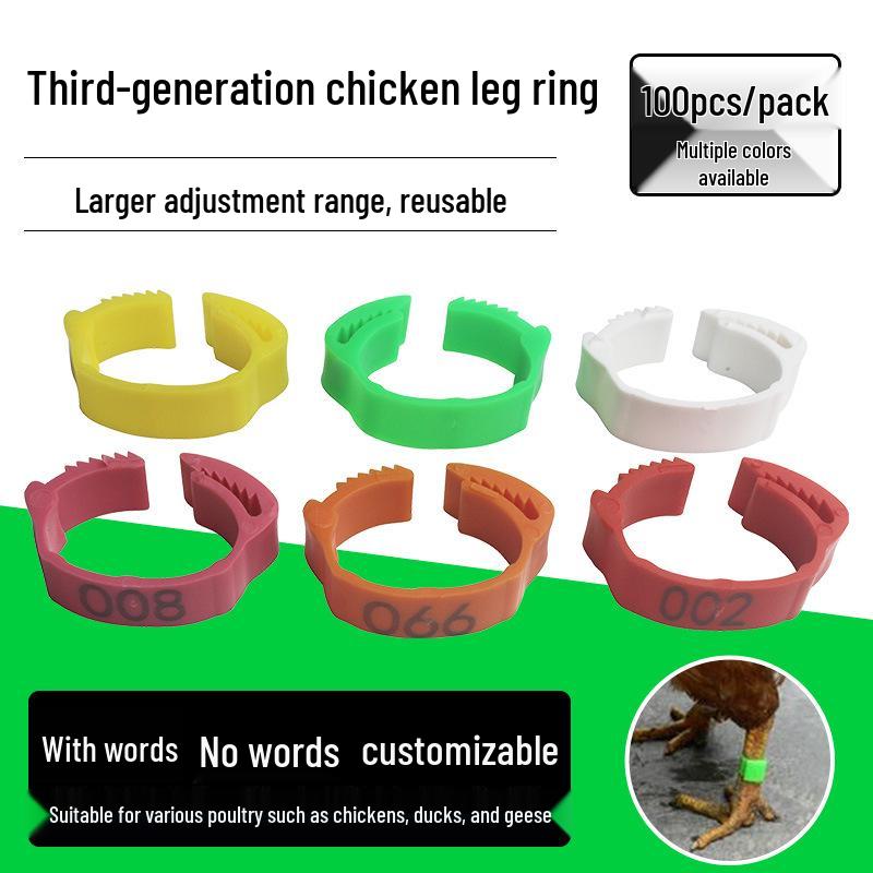 Laser Engraved Poultry Leg Rings for Chickens, Ducks, and Geese - Identification Markers
