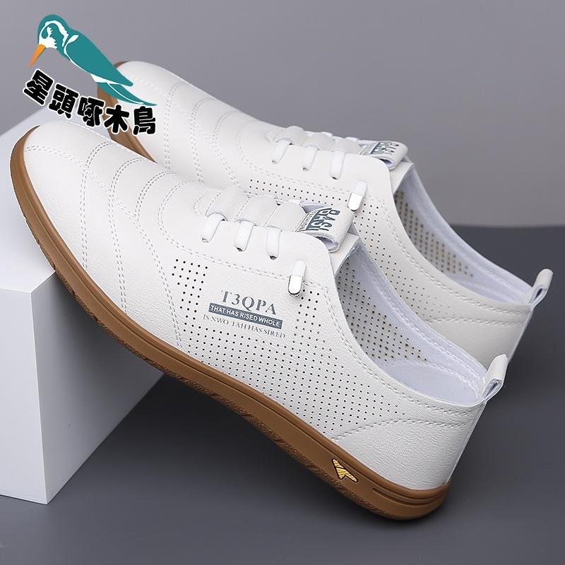 

Star-headed Woodpecker 2025 Spring New Breathable Soft Surface Soft Sole Fashion Men s Casual Leather Shoes 38