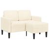 2 Seater Sofa with Chaise Longue L Shaped Cream 125 Cm Linen