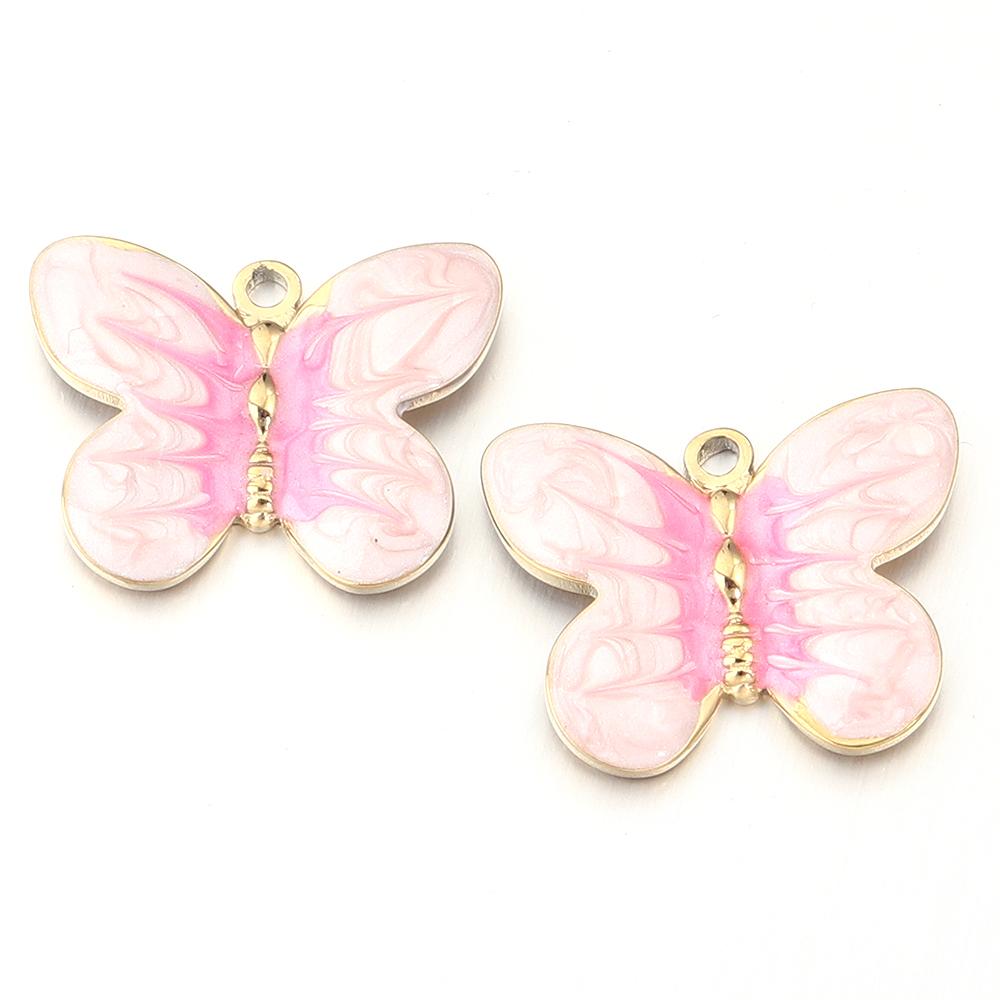 2Pcs/lot Colorful Butterfly Charms Pendant Stainless Steel Oil Drop Charms DIY Necklace Bracelet for Jewelry Making Accessories