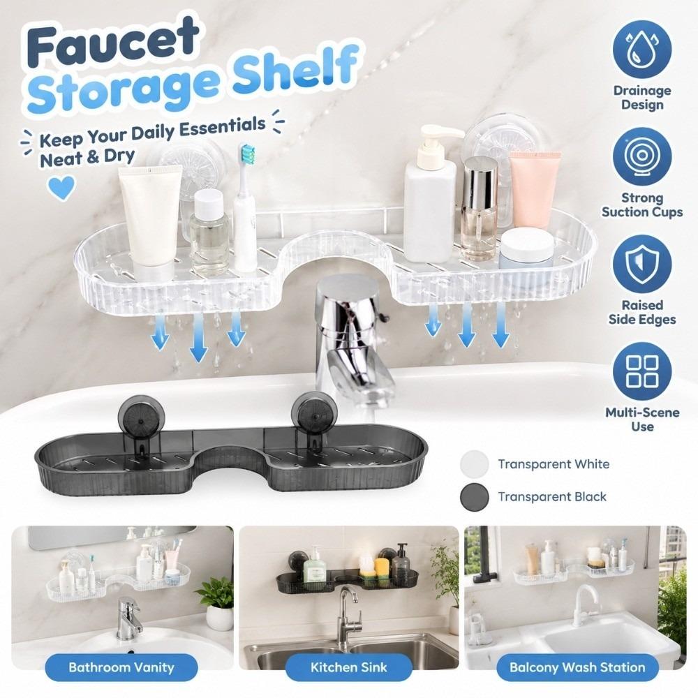 No Drill Washbasin Hanging Rack Waterproof Suction Cup Bathroom Holder Bathroom