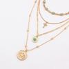 1Pcs Boho Stone Flower Plate Pendant Choker Necklace for Women Vintage Gold Color Adjustable Chain Aesthetic Jewelry Gift