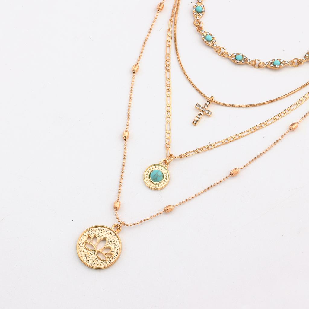 1Pcs Boho Stone Flower Plate Pendant Choker Necklace for Women Vintage Gold Color Adjustable Chain Aesthetic Jewelry Gift