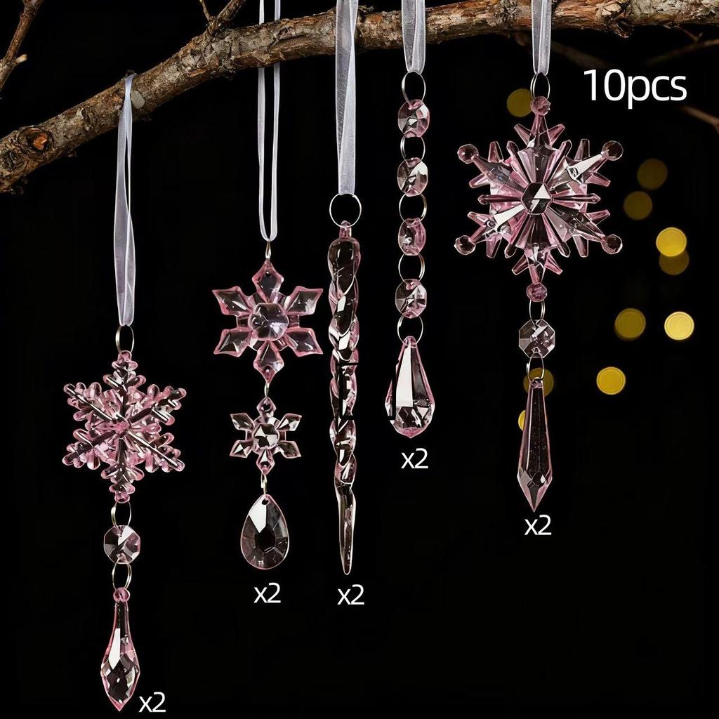 Transparent Acrylic Octagonal Bead and Crystal Ball Christmas Ornaments