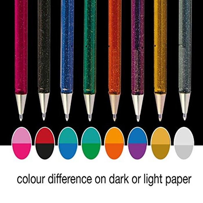 Pentel Hybrid Dual Metallic Liquid Gel Roller Pen YK110/8-M - 8 Count (Pack of 1) 16 Glittering Metallic Colors