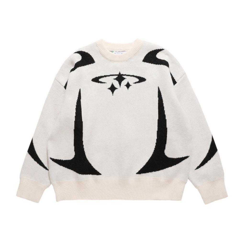 DRIPX Autumn Winter Retro Pullover Sweater Fashion Long Sleeve Star Pattern Y2K Sweater Casual Harajuku Knit Sweater Unisex