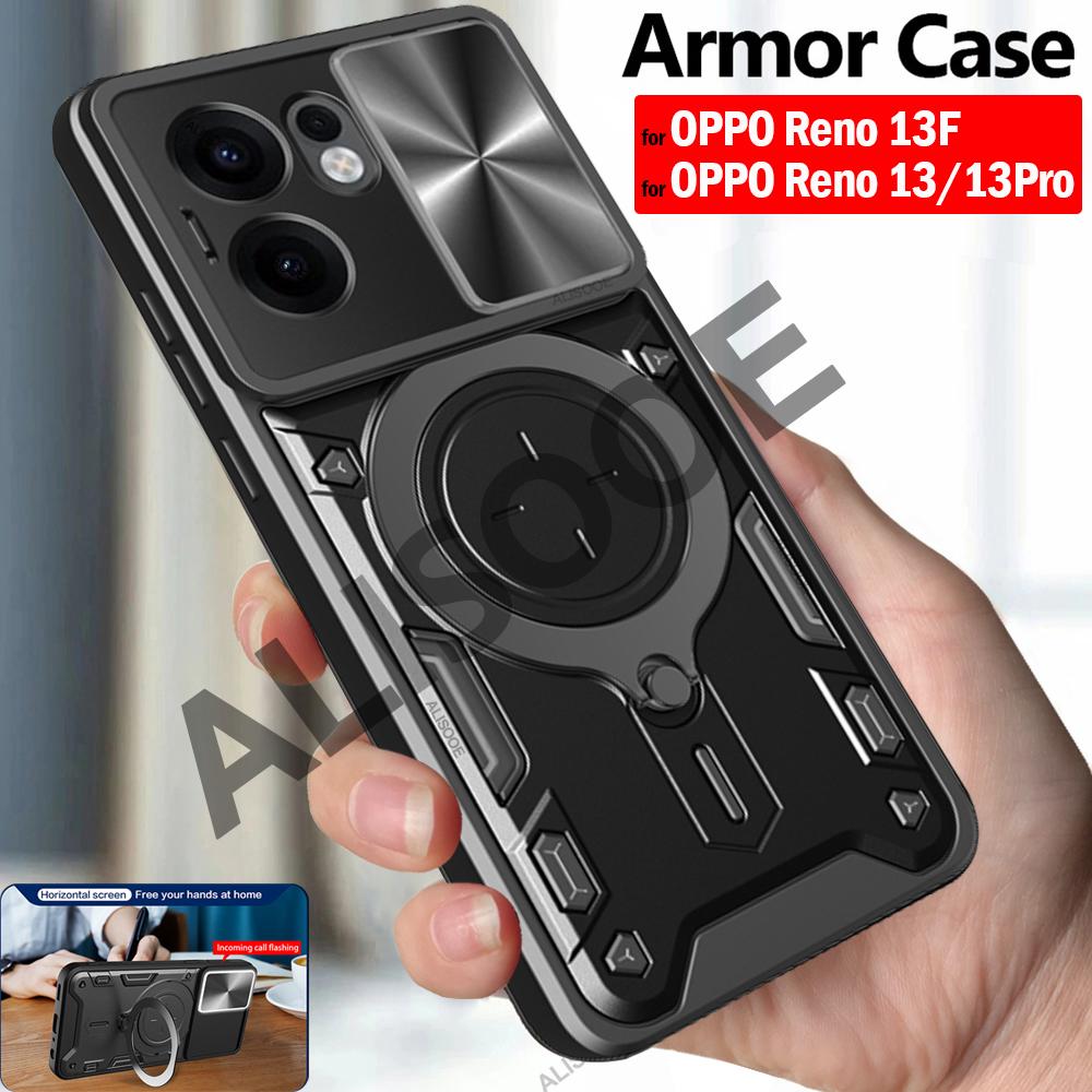 Armor Funda for OPPO Reno 13F 13 F Case Slide Camera Ring Stand Protection Cover for OPPO Reno 13 Pro Shockproof Capa