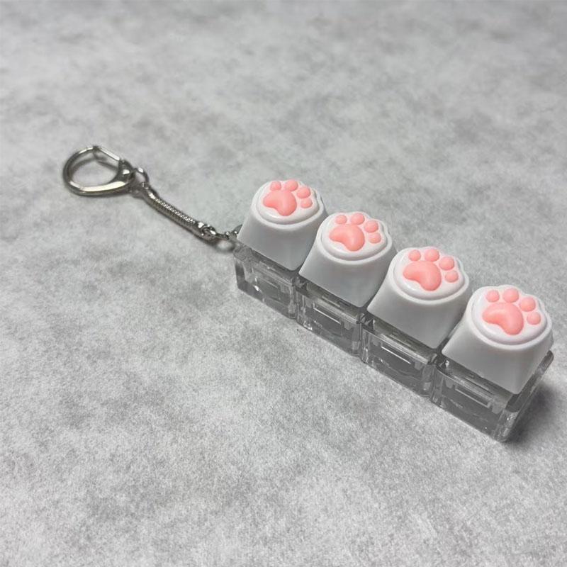 Led Silicone Plush Cat Claws Keychain Key Ring Pendant Mobile Phone Backpack Pendant Desktop Accessories Relaxation Press Tool