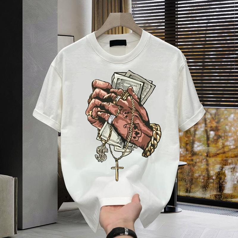 Heavy trendy brand cotton printing men's short-sleeved T-shirt new summer trend casual round neck t-shirt