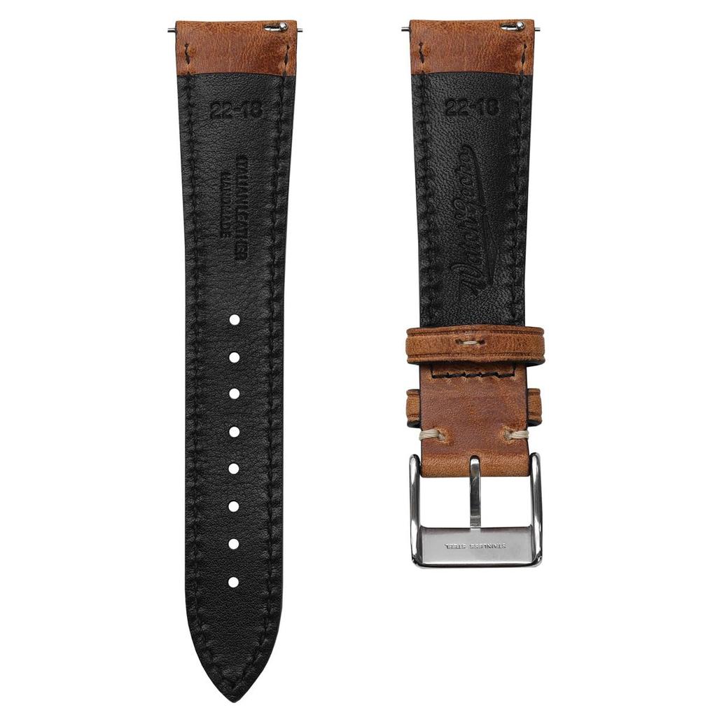 WatchGecko Vintage Highly Italian Leather Watch Strap - Light Brown - 19mm
