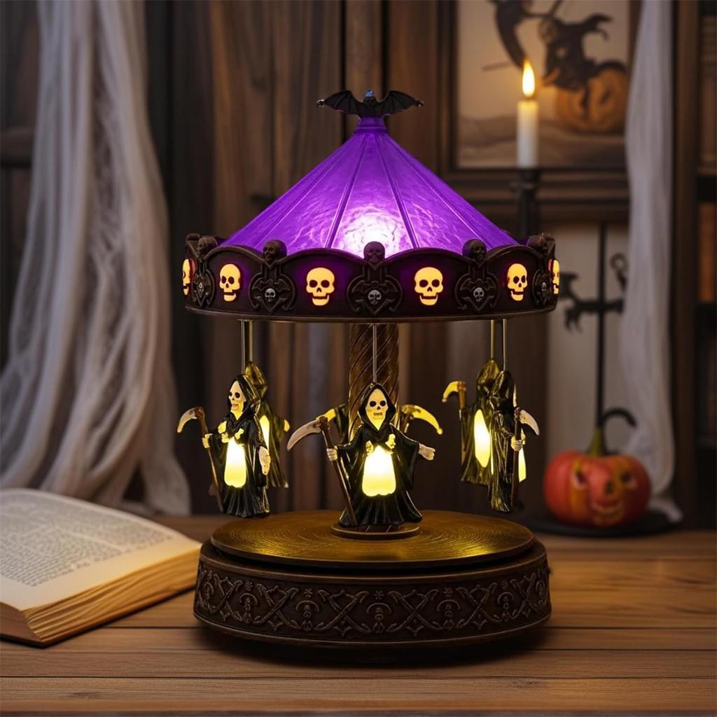 Carousel Light - Halloween Horror Reading Light, Halloween Night Light, Vintage Carousel Decoration