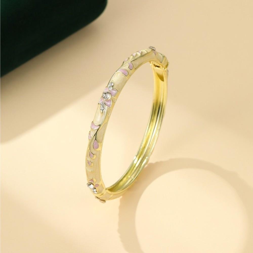 Colorful Enamel Open Cuff Bracelet Elegant Women's Floral Bracelet  Gifts for Women Girl