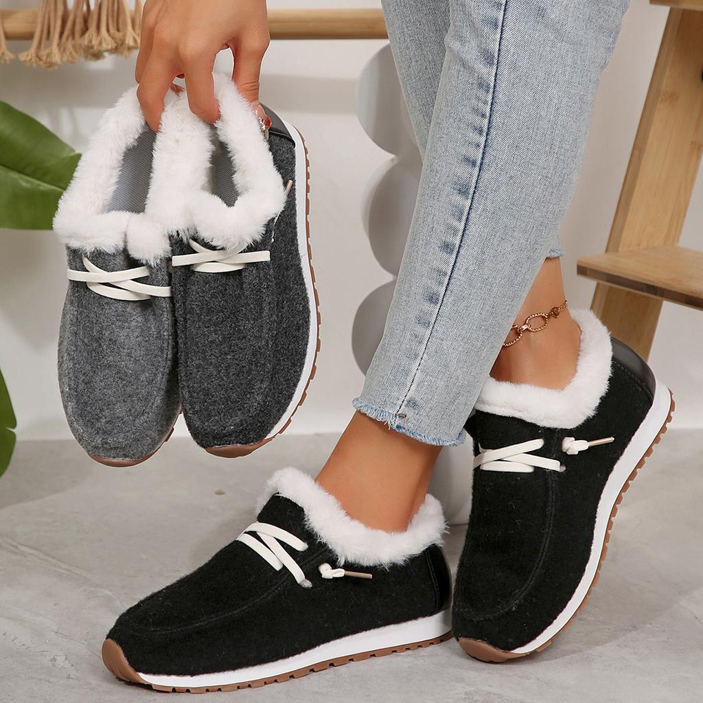 Foreign trade large-size women's cotton shoes, European, American autumn and winter new large-size flat-bottomed round head one-pedal Mao Mao women'