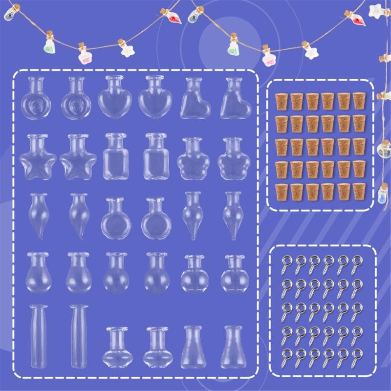 Set aus 30 einzigartigen Glasfläschchen Glas Wunschflaschen Glasfläschchen-Set Segensgeschenkflasche Perfekt zum Basteln und für Schmuck