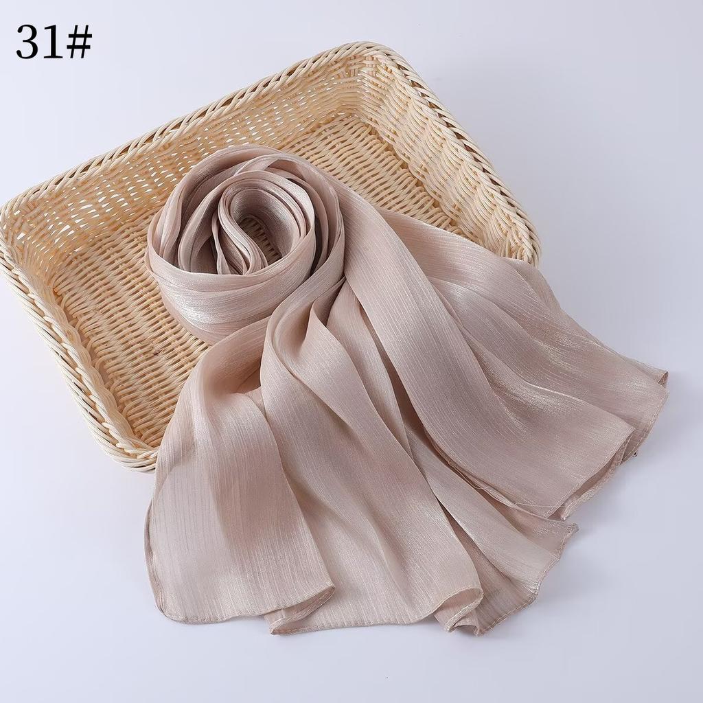 35 Colors Women Hijab Scarf Shiny Muslim Long Scarves Light Weight Soft Turban Shawl Organza Satin Shimmer Scarf