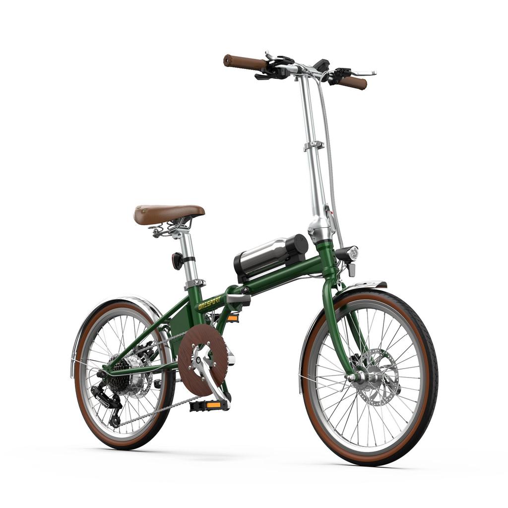 OT02PRO, rosso/verde, potenza motore 250W, 36V, batteria staccabile 5.2AH, pneumatici 20*1.35 pollici, bicicletta elettrica da città, velocità massima 25KM/H