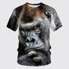 Summer Animal T-shirt Gorilla/monkey 3D Printed Gorilla Middle Finger Parody Neutral Round Neck Short Sleeved Shirt