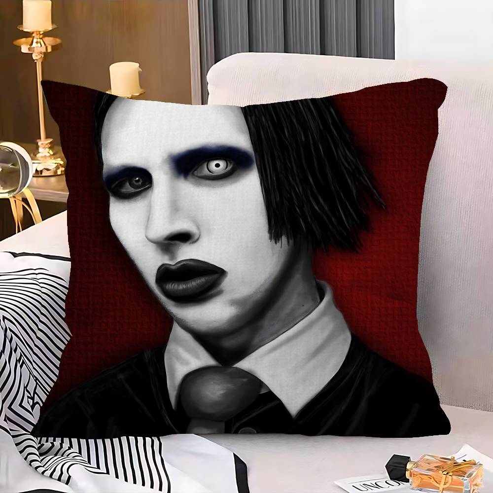 Rock Band M-Marilyn M-Manson Cushion Cover Pillowcase Upholstery Sofa Throw Pillow Home Decor Pillowcas