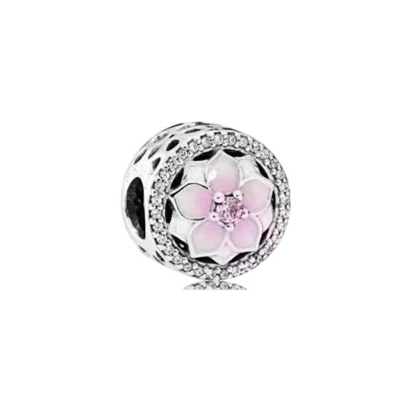 Pink Flowers Series Charm Beads Daisy Flower Clip Cherry Blossom Rose In Bloom Fit Original Bracelets Diy Jewelry Gifts