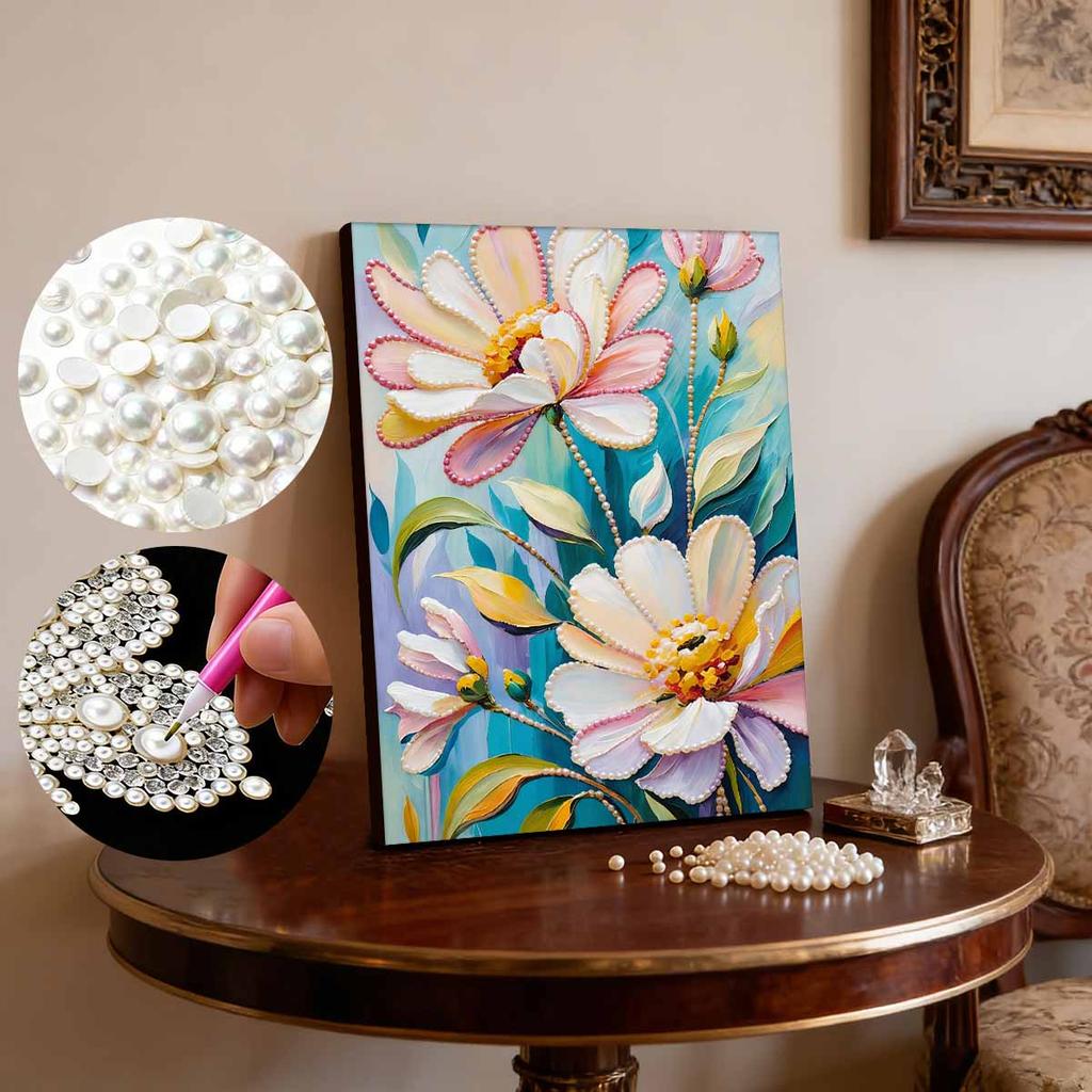 Set Pittura con Perle Fai da Te Motivo Floreale Decorazione per la Casa Diamanti Adesivi Fatti a Mano Tela Creativa Pittura Artistica con Perle Artigianato Regalo Perfetto