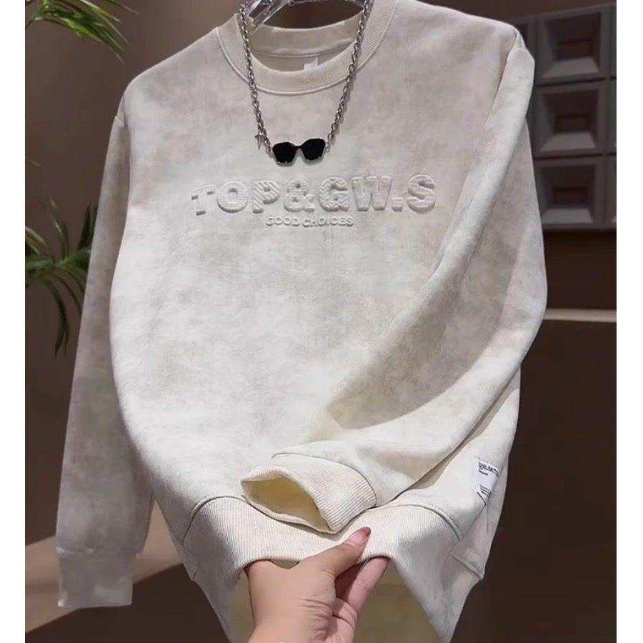 

2024 Autumn/Winter Tie-Dye Letter Print Men s Round Neck Long Sleeve Couple Hoodie XL (125-140 kg recommended)