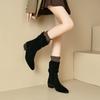 Women's high-heeled short boots autumn and winter new suede large-size casual Roman boots