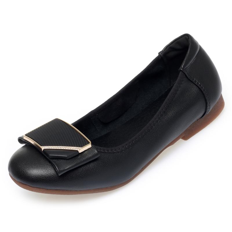 

Fashion AIYUQI Women Beanie Shoes 2025 Fall New Genuine Leather Flat Casual Shoes Women Round Toe Large Size 41 42 43 Non-slip Mom Shoes 43 чёрный