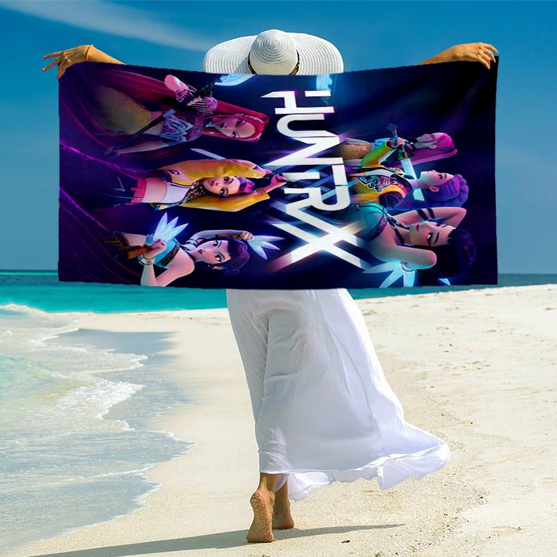 KPOP Hunter Fashion Beach Towel: Ideal for Summer Adventures Soft, absorbent and quick drying suitable for swimming and bathing