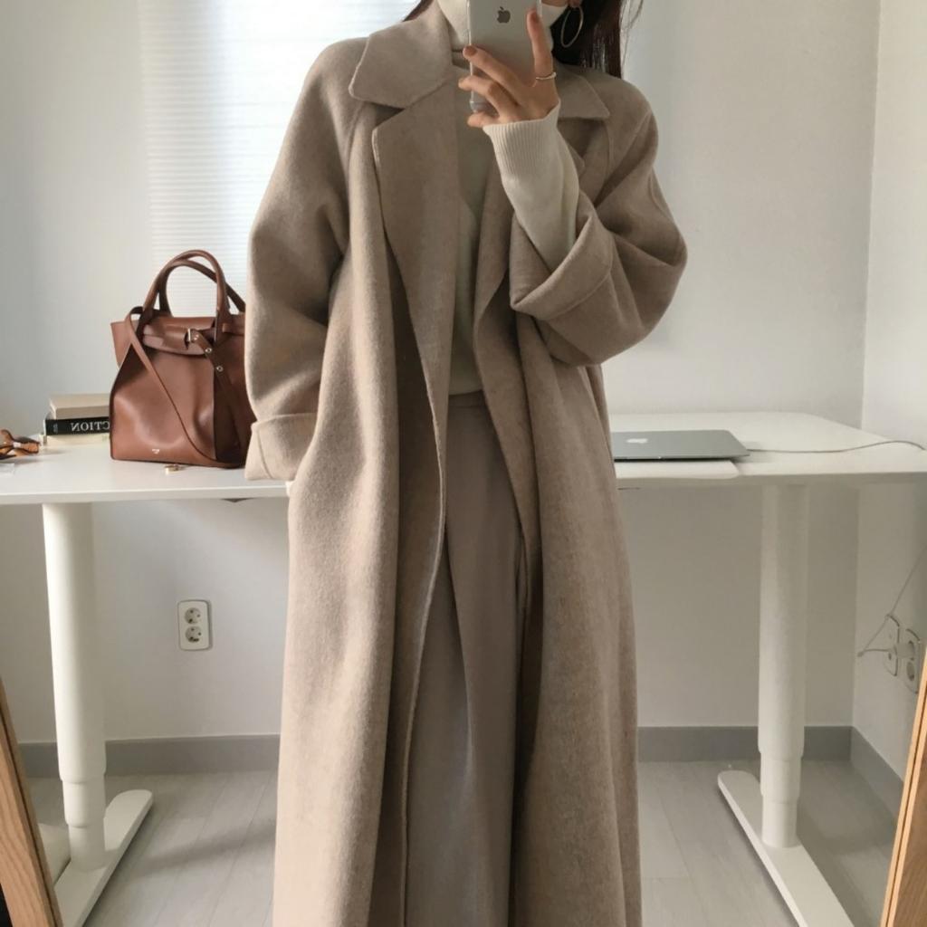 New Women's Double-sided Cashmere Wool Coat, Petite Size Mid-length, Premium Elegant Outerwear for Fall Winter