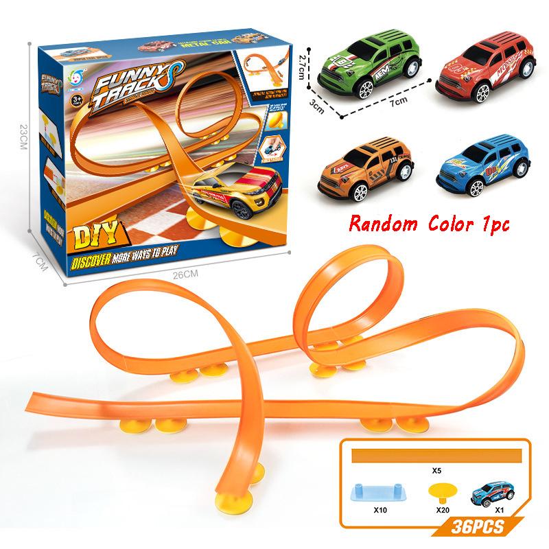 Esnek Ra Araba Rampa Pisti Çocuk Oyuncak Seti Kendin Yap Montajlı Turbora Pisti Taşınabilir Seyahat Oyuncağı Mancınık Ray Yarış Yuvarlama Ra Pisti