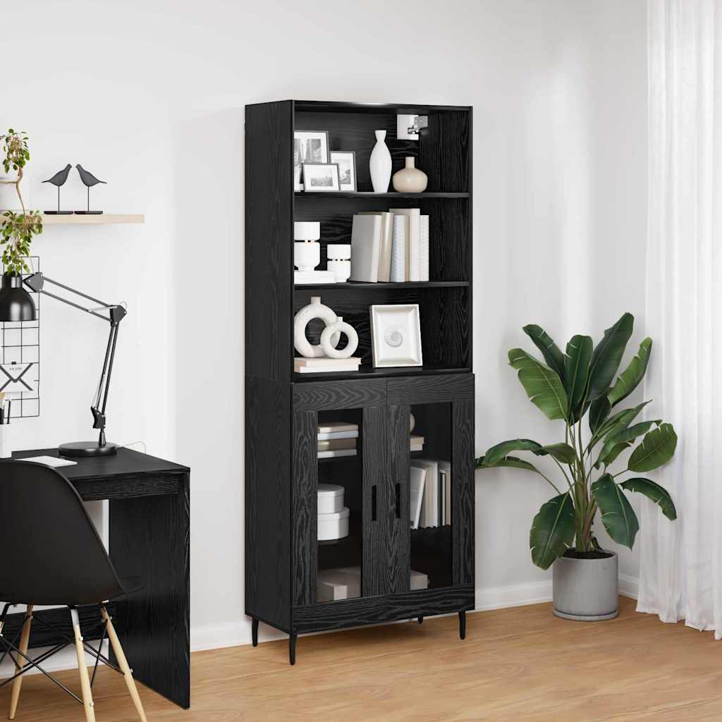 Highboard in Black Oak Look 69.5 x 34 x 180 cm