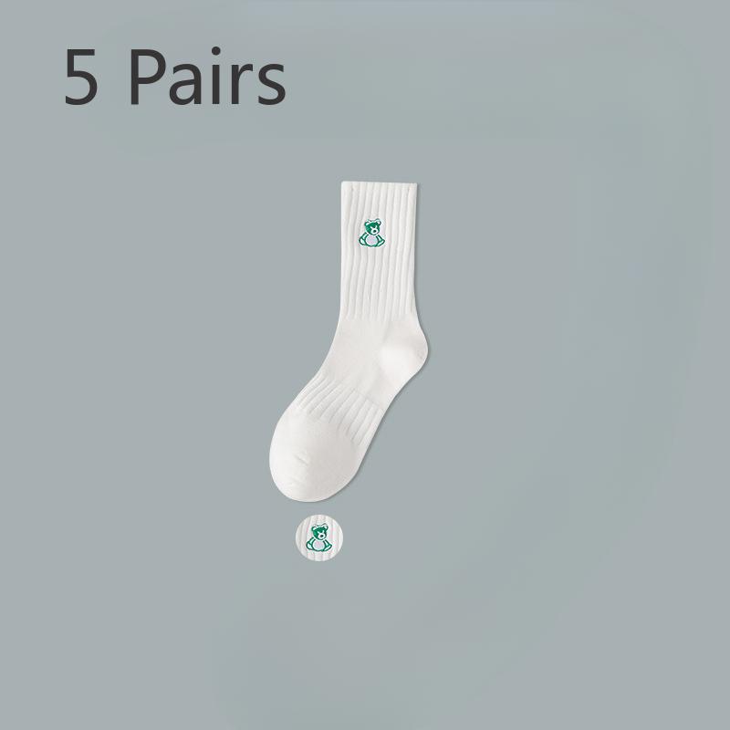 5 Pairs of Men's Spring and Autumn Trend Anti Odor Pure Cotton Running High School Middle Stockings