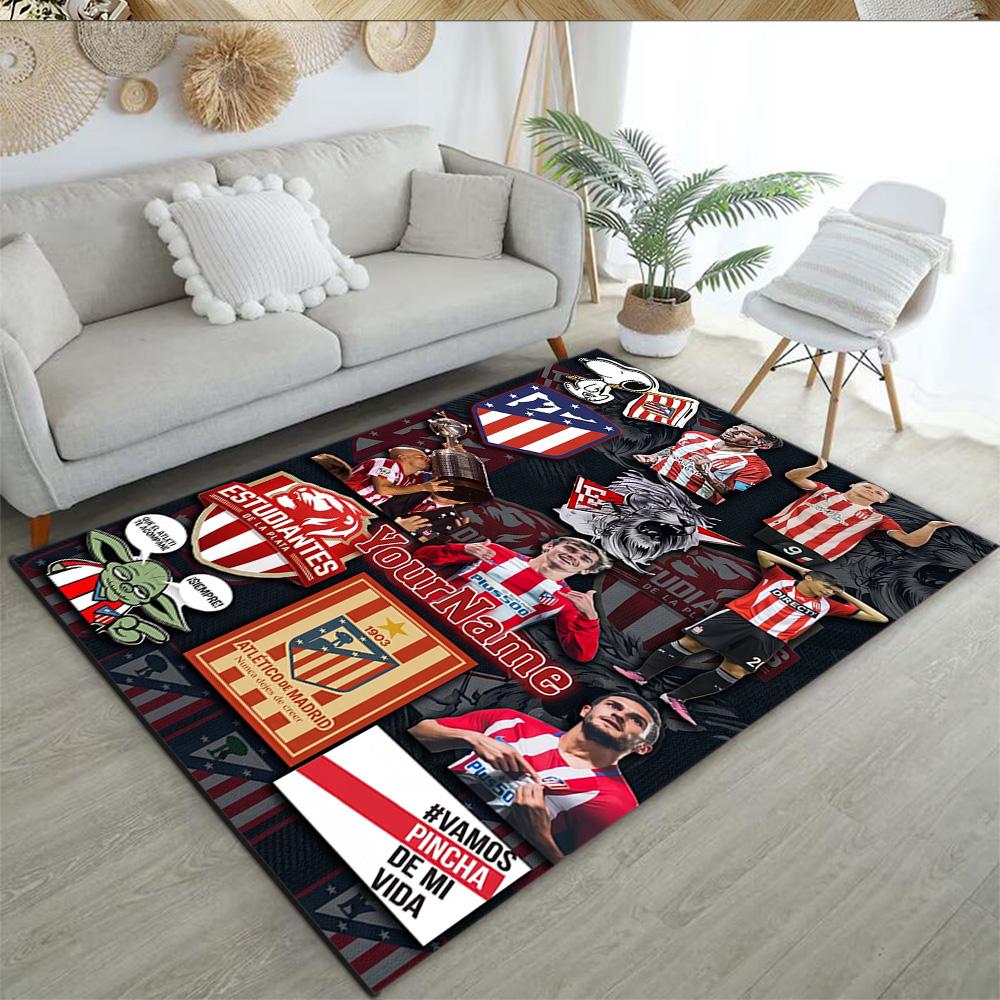 Atletico Madrid Customized Name Floor Mat Suitable for Living Rooms Foyer Entryway Hallway Anti-slip Rug Office home decor Birthday/Christmas Gift