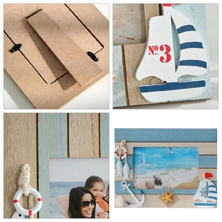 Ramka na zdjęcie na biurko Ramka śródziemnomorska Drewniany stojak na ramkę na zdjęcie Ramka przybrzeżna Dekoracje do domu i kawiarni