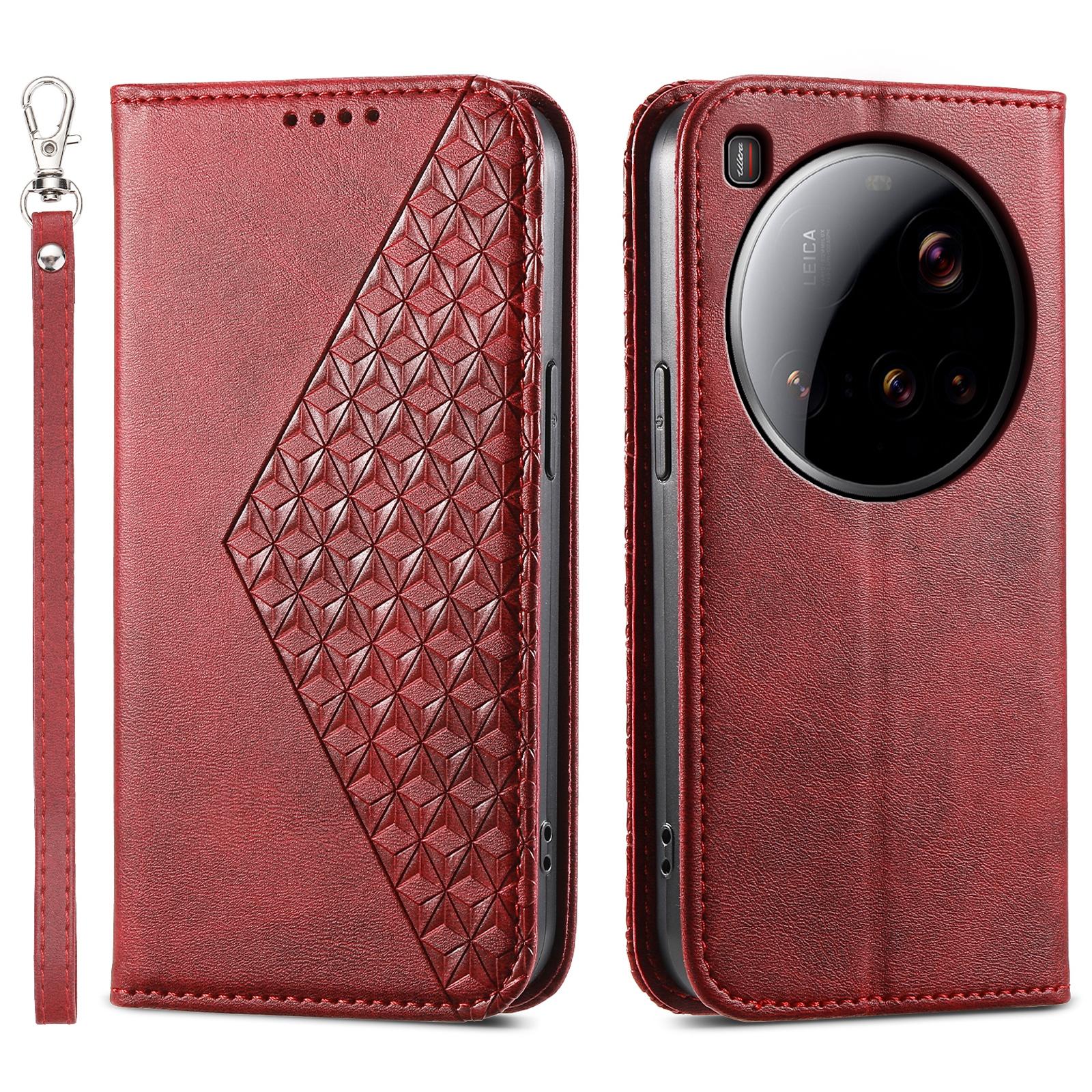 

Чохол для Xiaomi 15 Ultra з текстурою телячої шкіри, PU шкіряний чохол для телефону з гаманцем Red