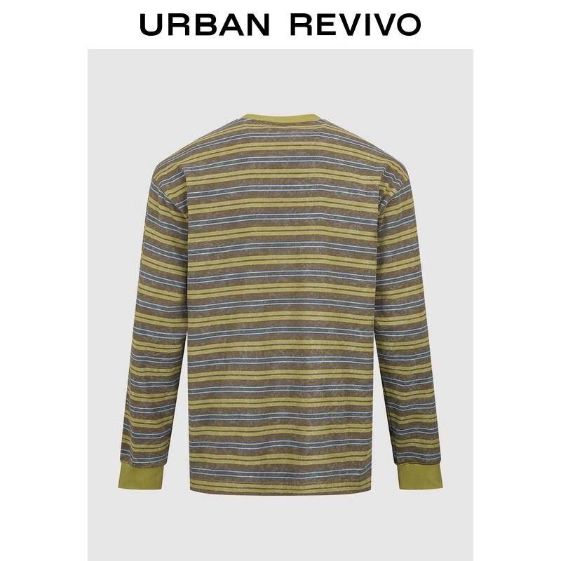 Men s Retro Color-Block Stripe Long Sleeve T-Shirt M