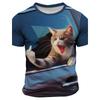 2025 Summer Men's Anger Come Over Cat 3d Printed Short Sleeved Round Neck T-Shirt Bar Party Casual Quick Drying Neutral Clothing