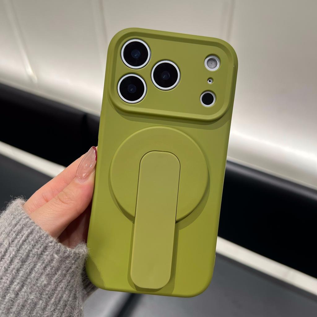 2 IN 1 Liquid Silicone Grip Holder Soft Shockproof Case for Apple iPhone 17 Air 16 Plus 15 14 13 12 Pro Max 11 For Magsafe Cover