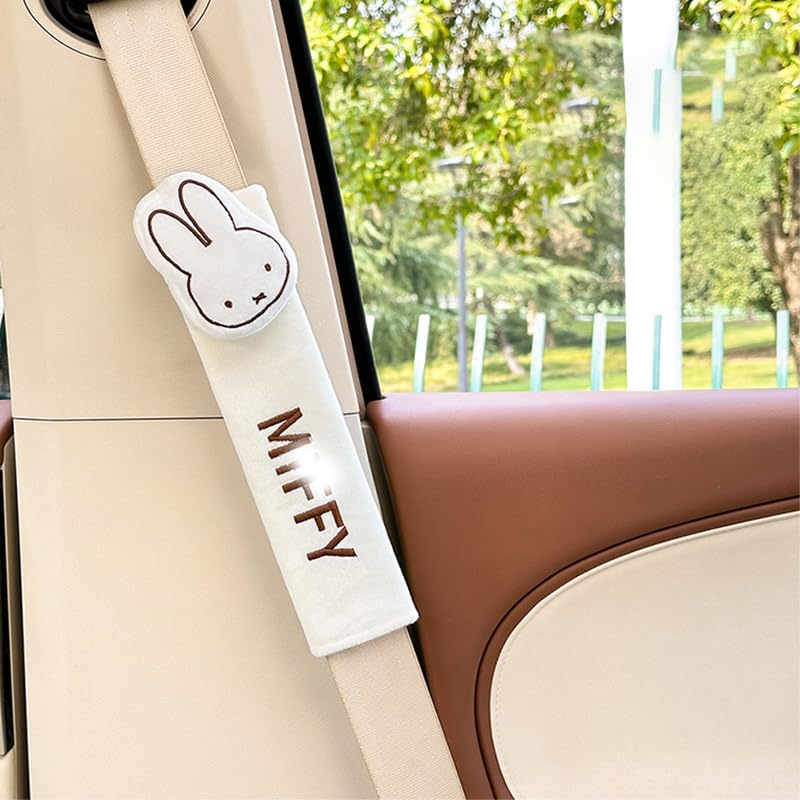 Cute Miffy Seat Belt Covers and Shoulder Pads for Soft and Protects Shoulders and Reduces Suitable for Children and Set of Cute Car Travel Unofficial