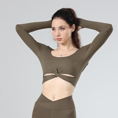European & American Autumn Yoga Wear: Long Sleeve, Skin-Friendly, Comfortable, Sexy Fit with Chest Pads for Women