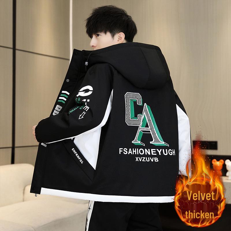 Herren Fleece-gefütterter Windbreaker - Trendige Jacke für Teenager & Mittelschüler (Frühling, Herbst, Winter)