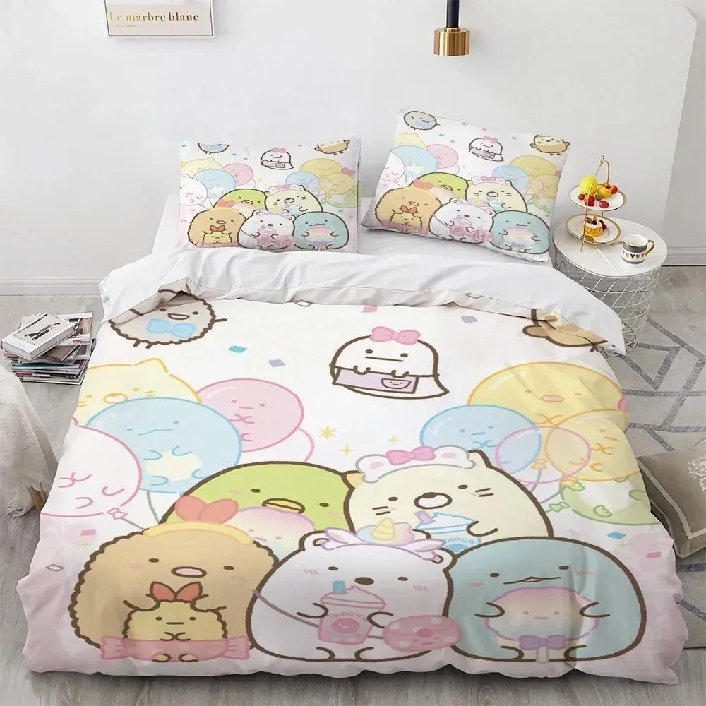 Anime Kawaii Cartoon Sumikko Gurashi Bedding Set Duvet Cover Sheet Printed Pillowcase Bed Full Queen King Size Comforter Bedroom