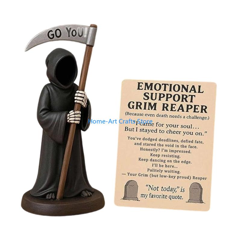 

Y3NA Sarcastic Comfort Death Sculpture Resins Art Goth Home Office Shelf Decoration